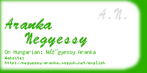 aranka negyessy business card